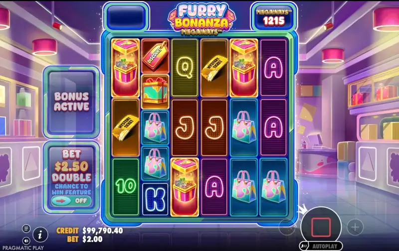 Запуск бонуса в Furry Bonanza с несколькими бонусными символами на барабанах
